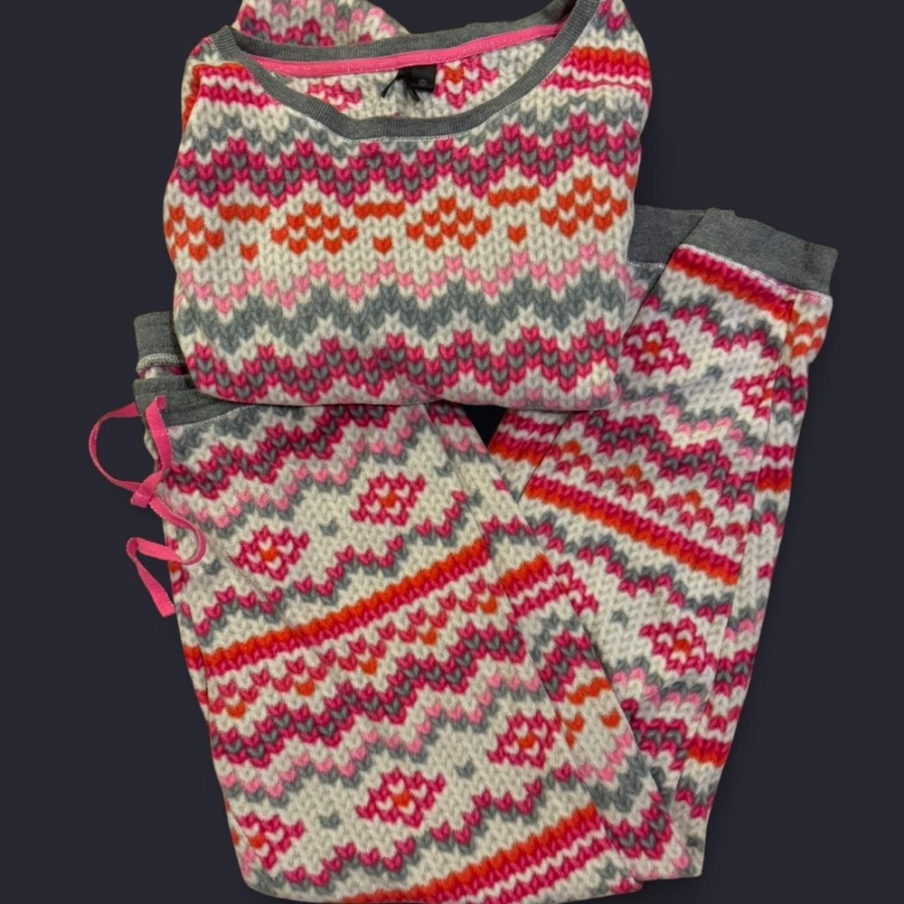 Kensie Pink and Gray Knit Pajama Set